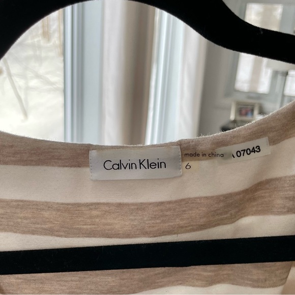 Calvin Klein Beige and White Striped Dress - Picture 3 of 3